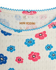 [mini rodini]   Flowers aop picotedge pointelle ss dress