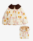 [mini rodini]   Kittens aop faux fur collar puffer
