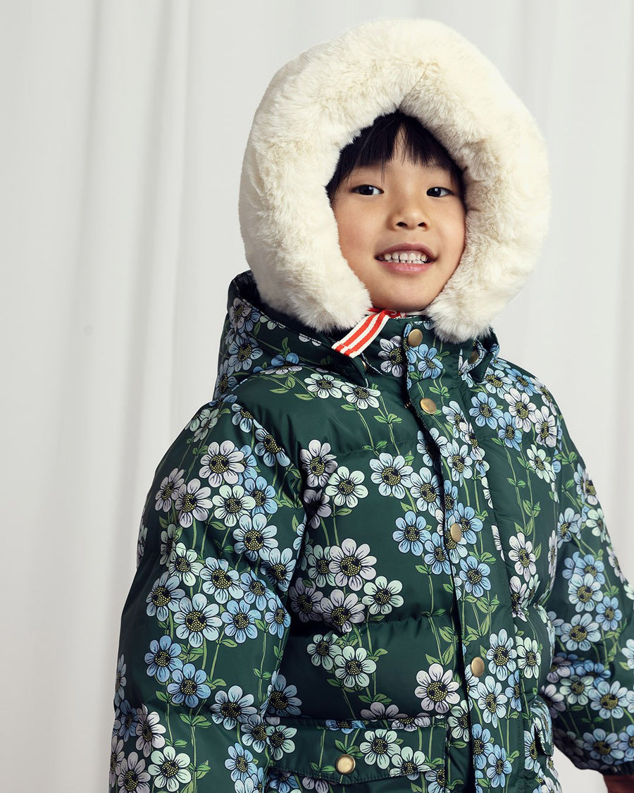 [mini rodini]   Daisys aop heavy hooded puffer jacket