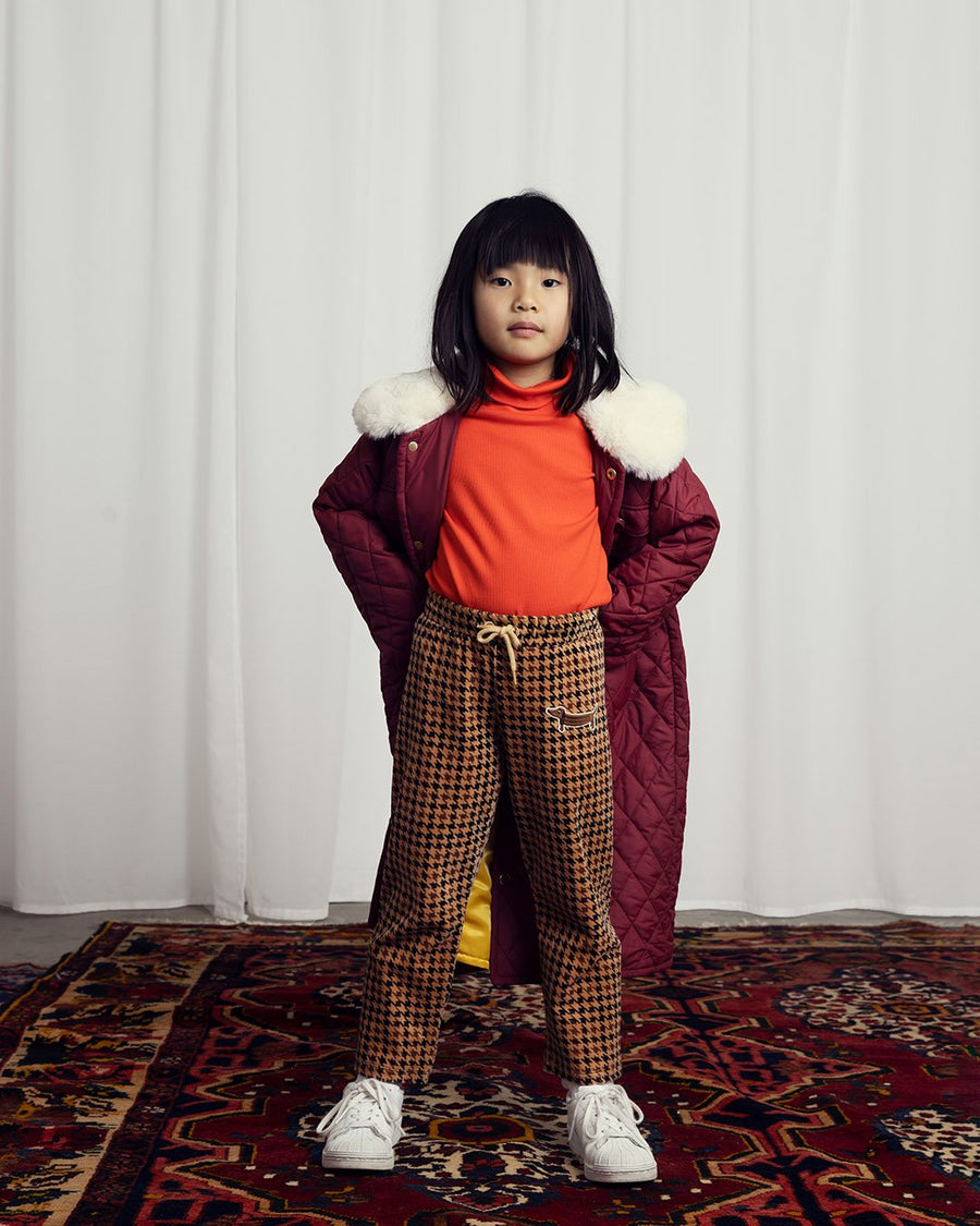 [mini rodini]   Dog houndstooth aop velour trousers