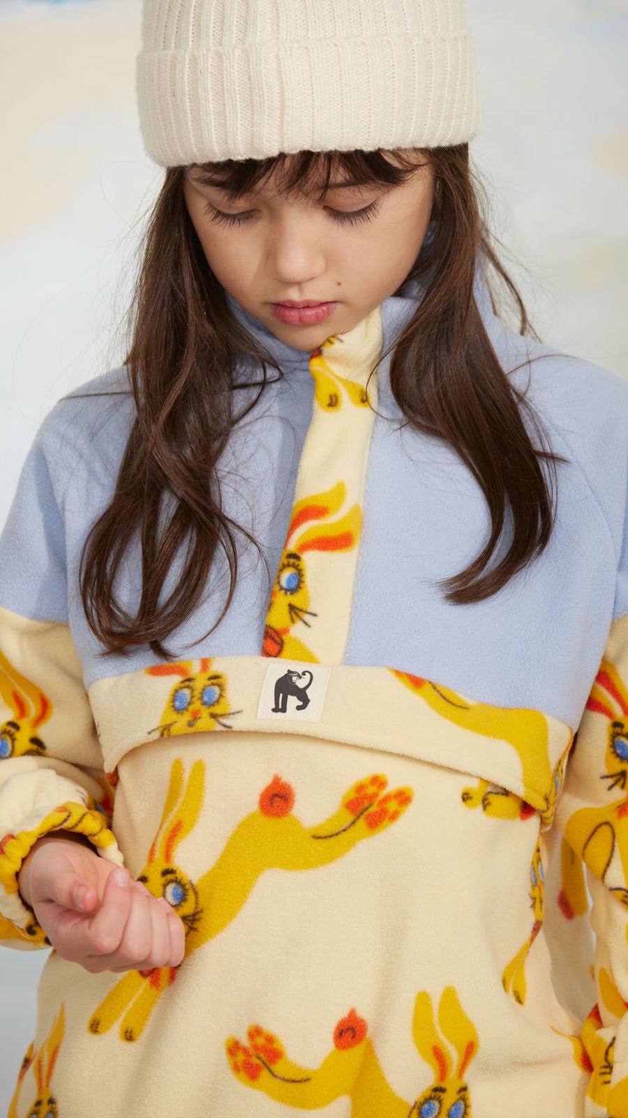 mini rodini] Rabbits aop fleece halfzip sweater – Les Quatre Cents