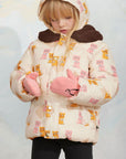 [mini rodini]   Kittens aop faux fur collar puffer