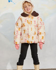 [mini rodini]   Kittens aop faux fur collar puffer