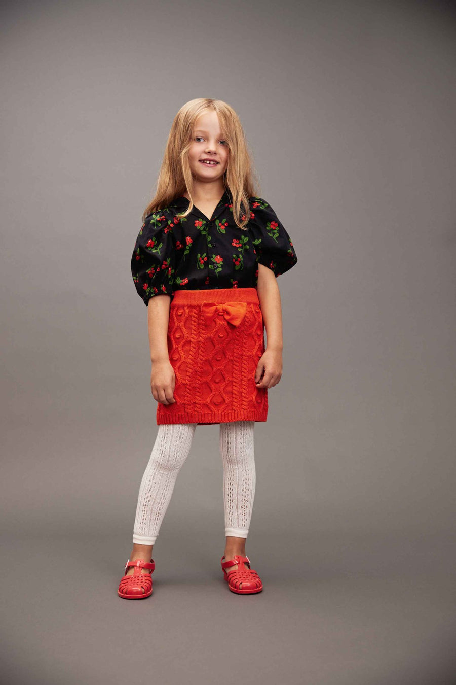 [mini rodini]   Texture knit bow skirt