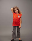 [mini rodini]   Panda patch cable knit v-neck slipover