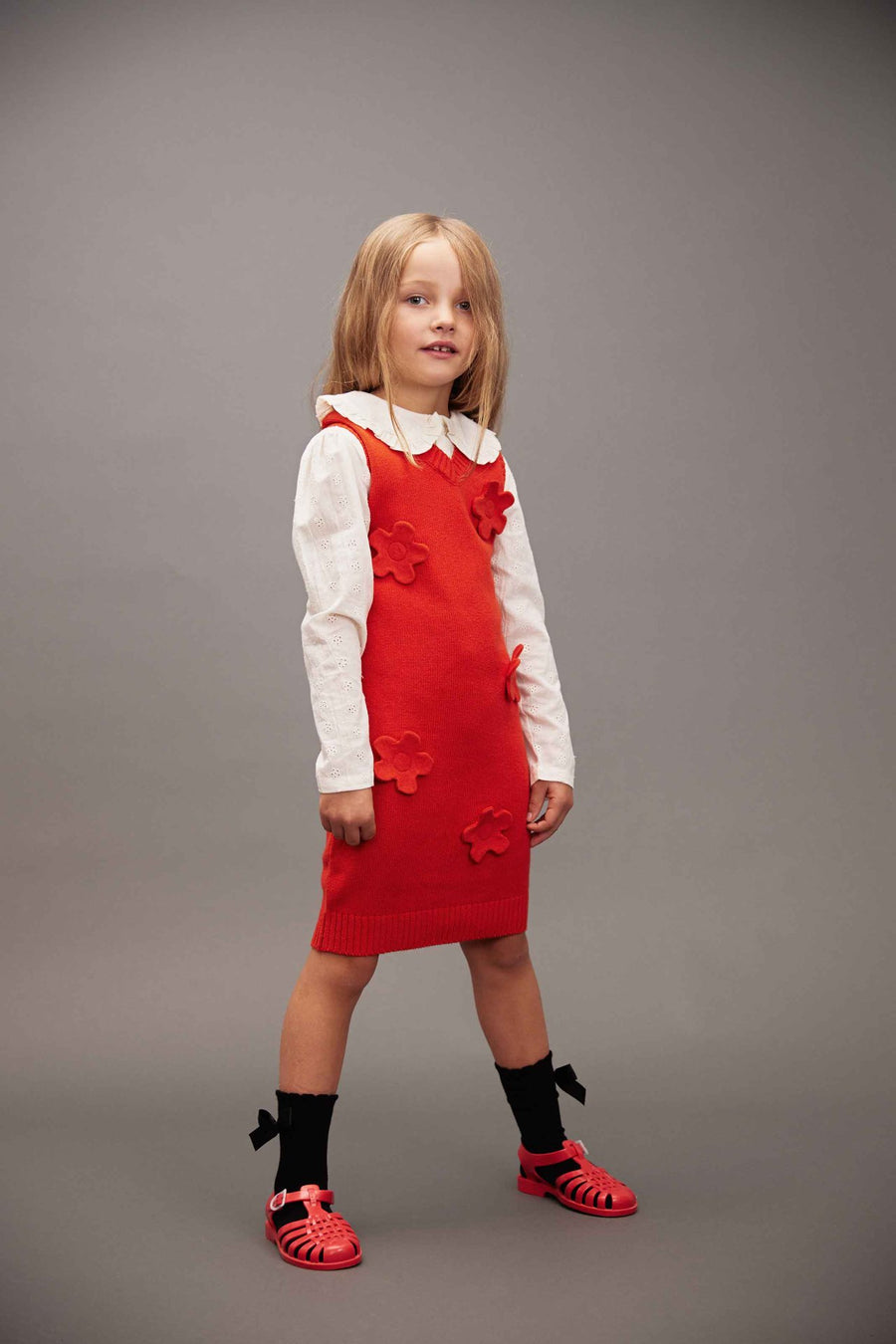 [mini rodini]   Knitted flower vest dress