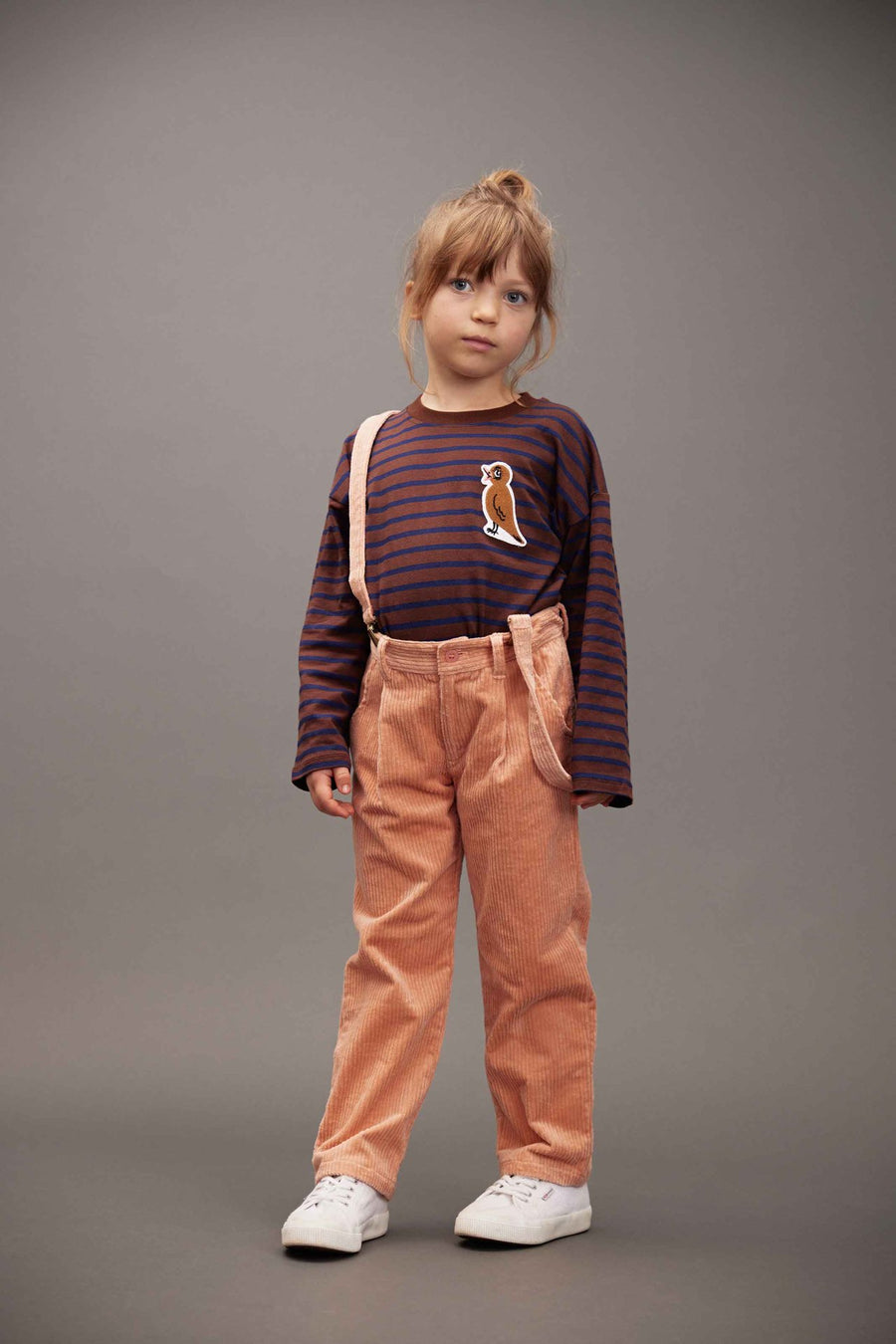 [mini rodini]   Stripe bird patch ls tee