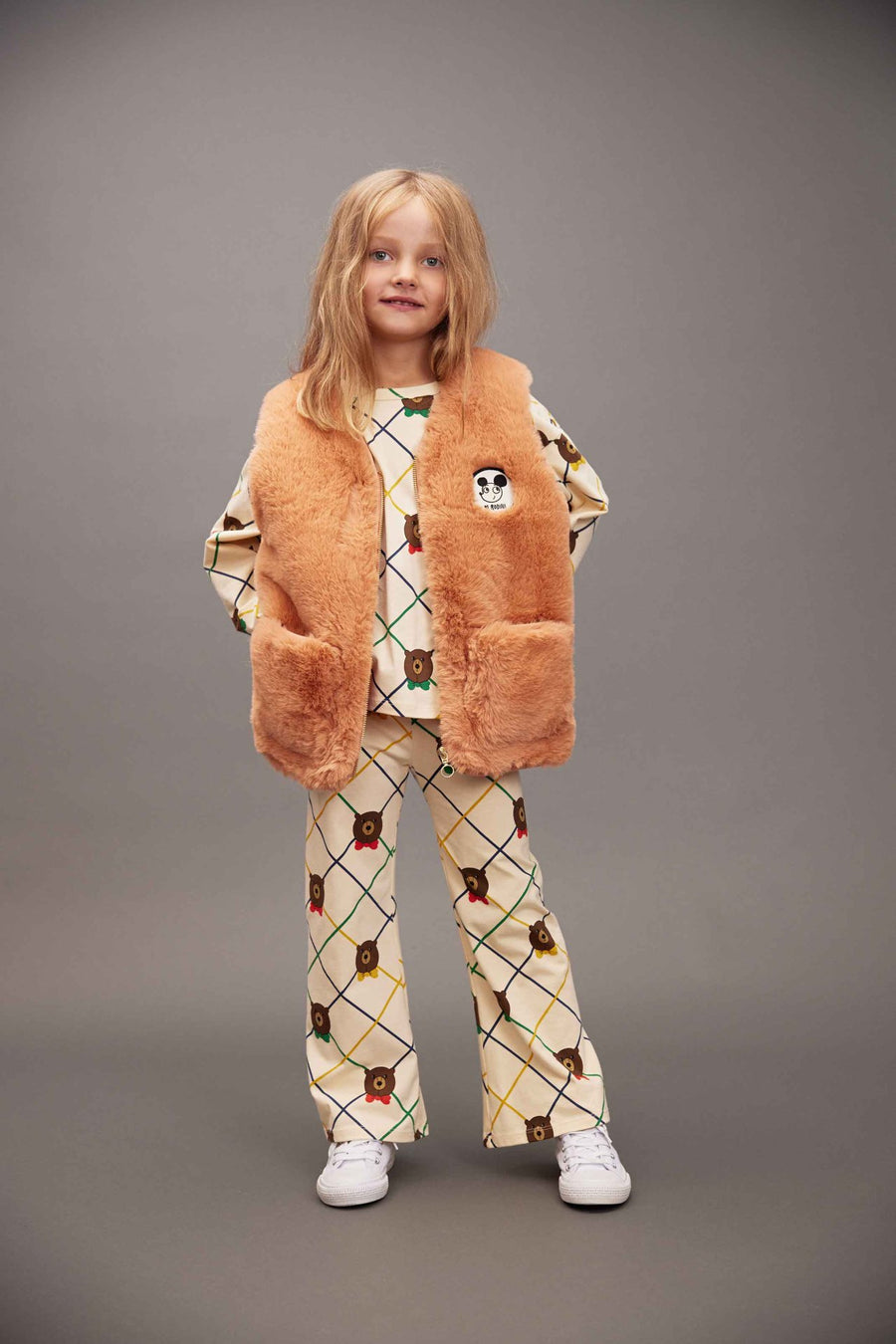 [mini rodini]   Bear check aop ls tee