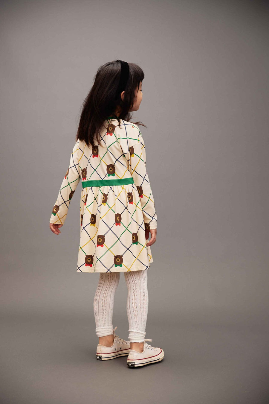 [mini rodini]   Bear check aop ls dress