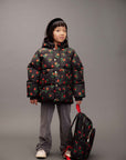 [mini rodini]   Lingonberries aop hooded puffer