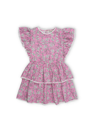 [The New Society]   Melina Dress Peony Hibiscus Print