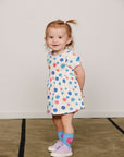 [mini rodini]   Flowers aop picotedge pointelle ss dress