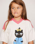 [mini rodini]   Cat v-neck sp ss tee