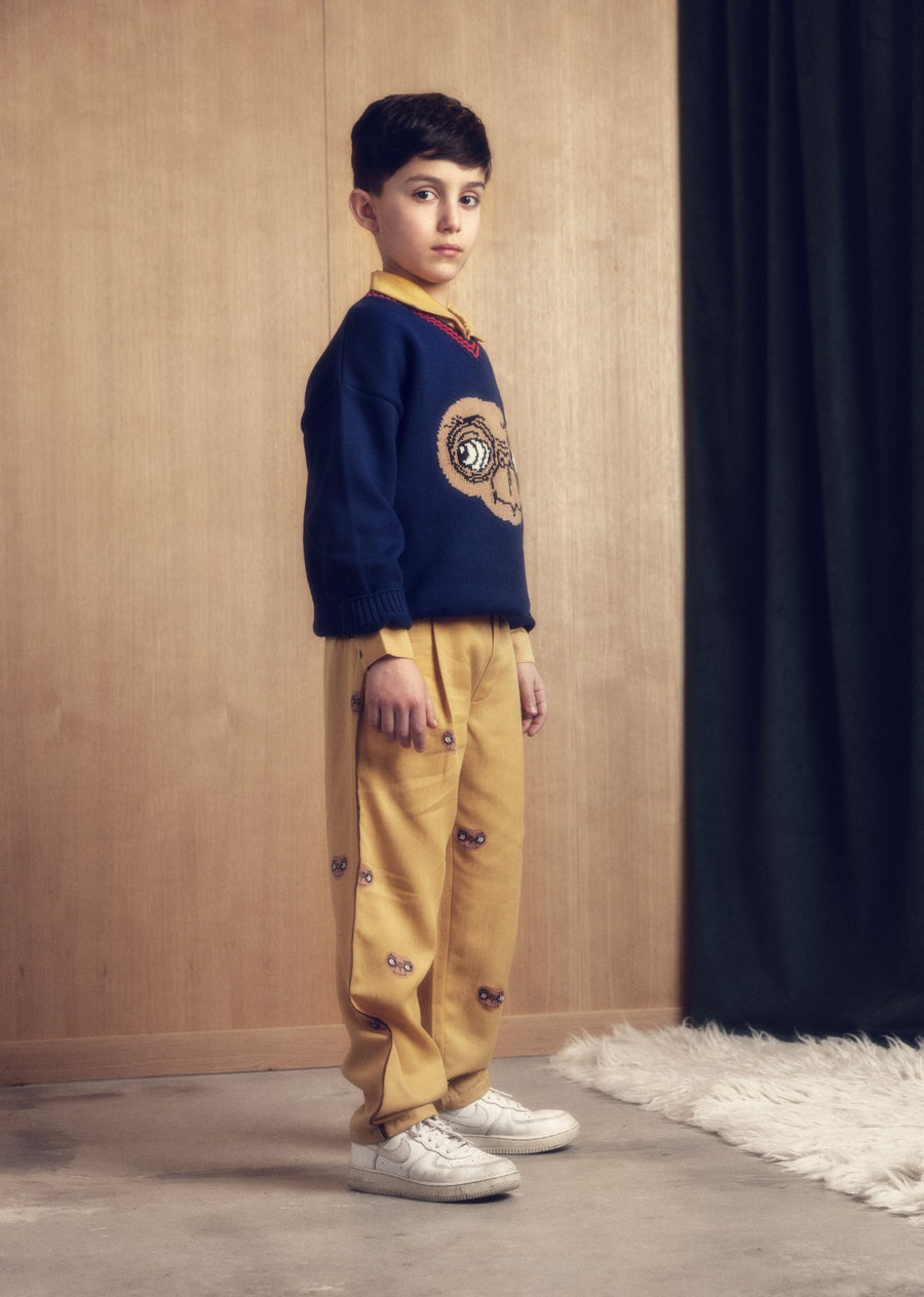 [mini rodini]   E.T. intarsia v-neck sweater