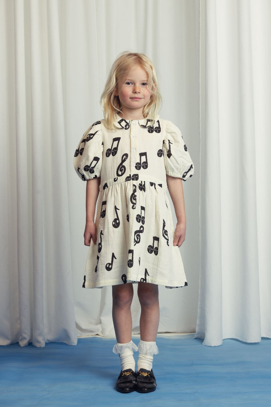 [mini rodini]   Note aop muslin ss dress