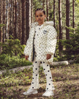 [mini rodini]   Dots aop dog flared trousers