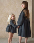 [popelin]   Mod.1.2 Dark grey romper suit with skirt and baby collar