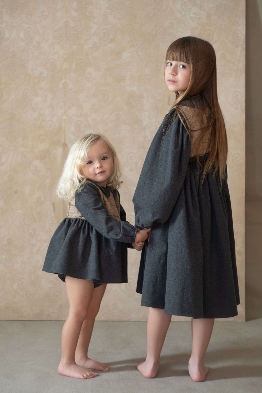 [popelin]   Mod.1.2 Dark grey romper suit with skirt and baby collar