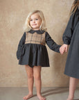 [popelin]   Mod.1.2 Dark grey romper suit with skirt and baby collar