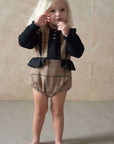 [popelin]   Mod.3.1 Beige plaid woollen romper suit with frill