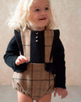 [popelin]   Mod.3.1 Beige plaid woollen romper suit with frill