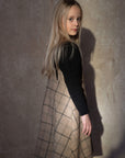 [popelin]   Mod.33.1 Beige plaid gusseted dress