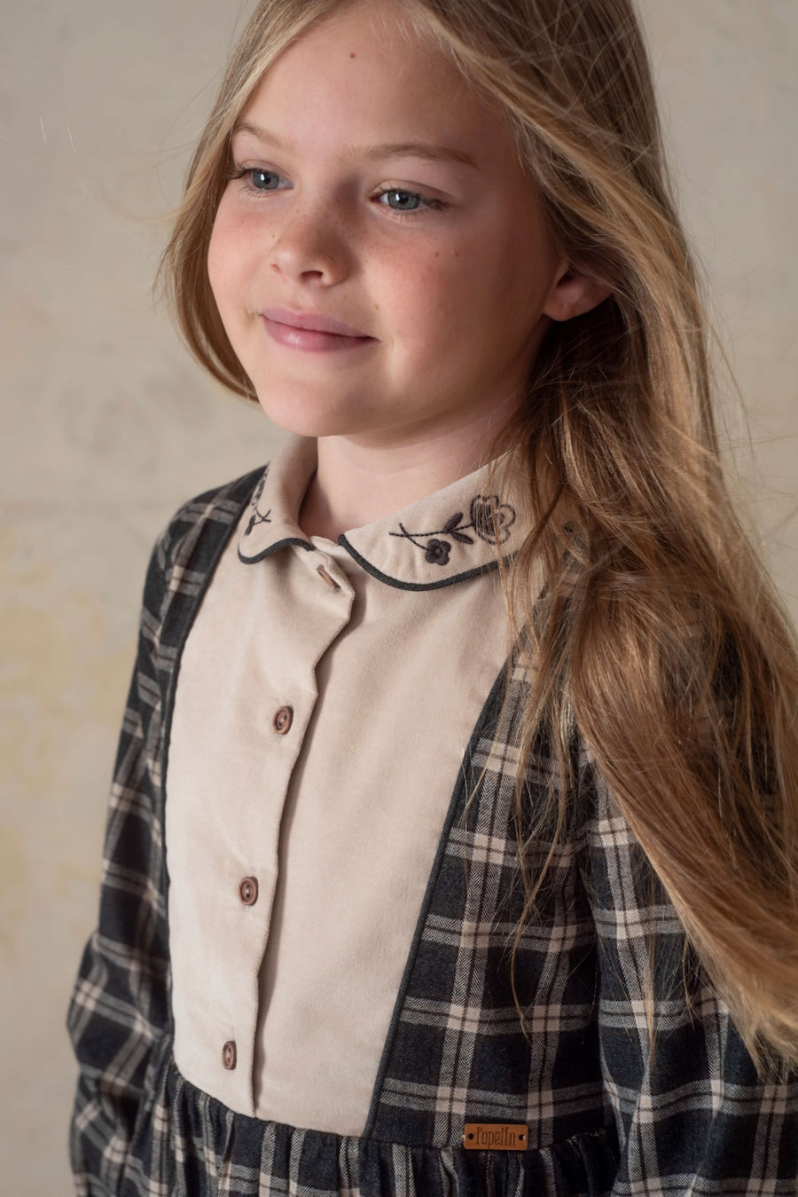 [Popelin]   dress with embroidered baby collar