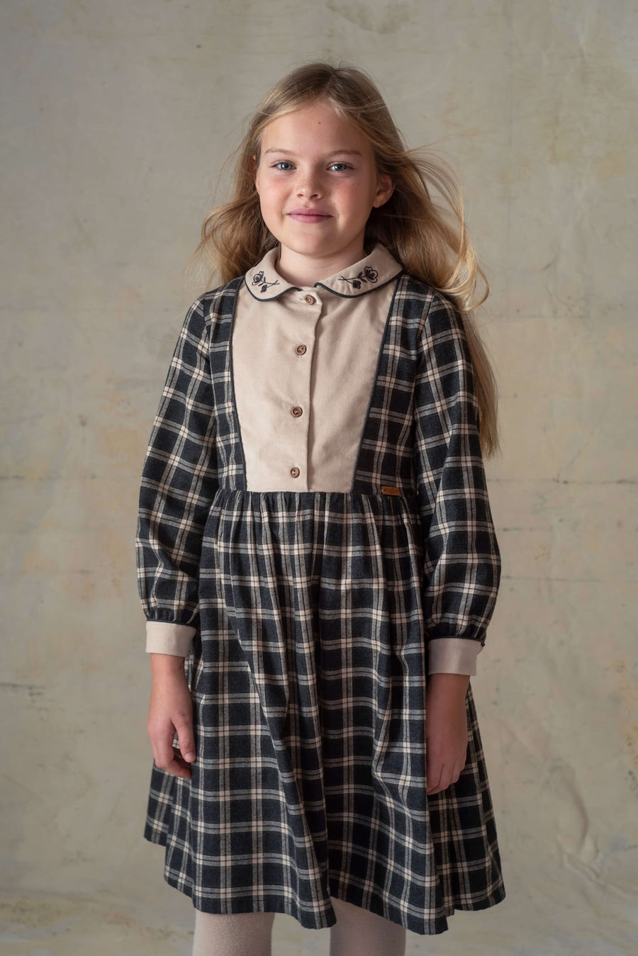 [Popelin]   dress with embroidered baby collar