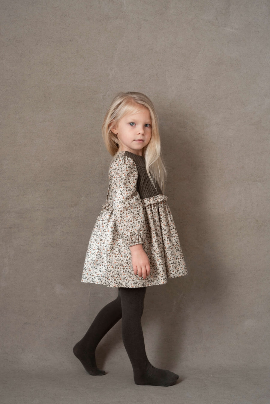 [Popelin]   dress with knitted yoke