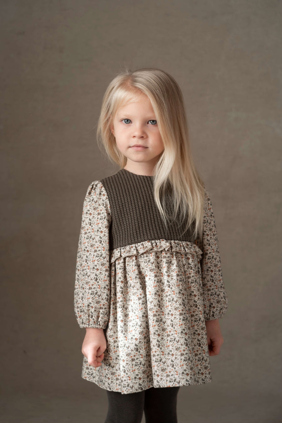 [Popelin]   dress with knitted yoke