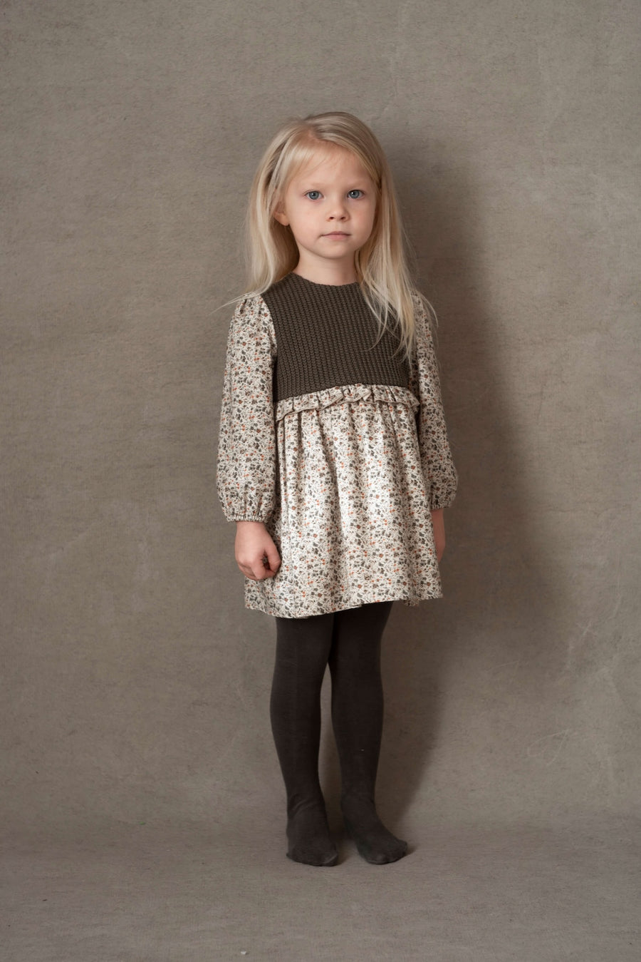 [Popelin]   dress with knitted yoke