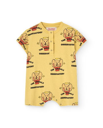 [The Animals Observatory]   GOOSE BABY SHORT JUMPSUIT Yellow Logo