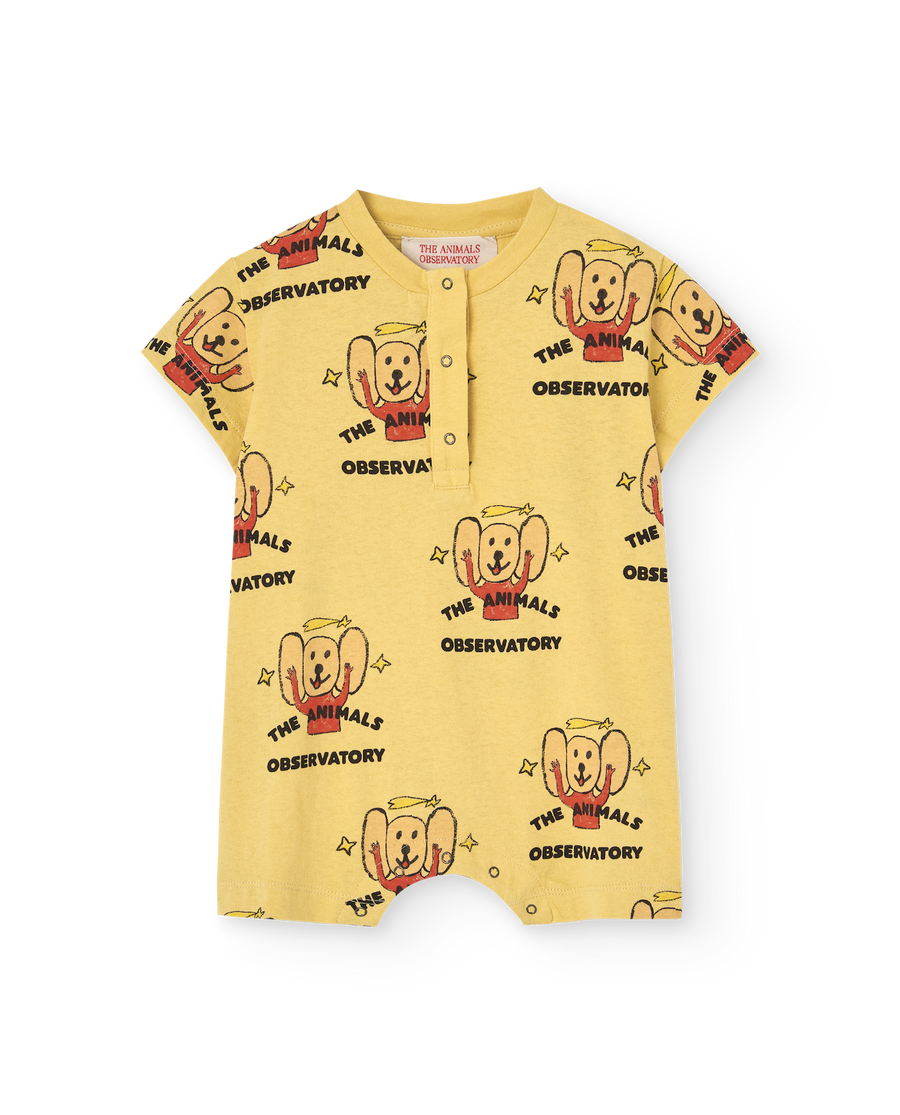 [The Animals Observatory]   GOOSE BABY SHORT JUMPSUIT Yellow Logo