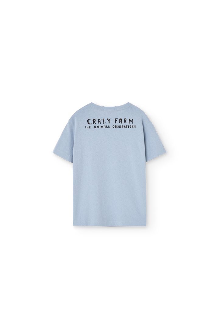 [The Animals Observatory]   ROOSTER KID T-SHIRT BLUE-GREY