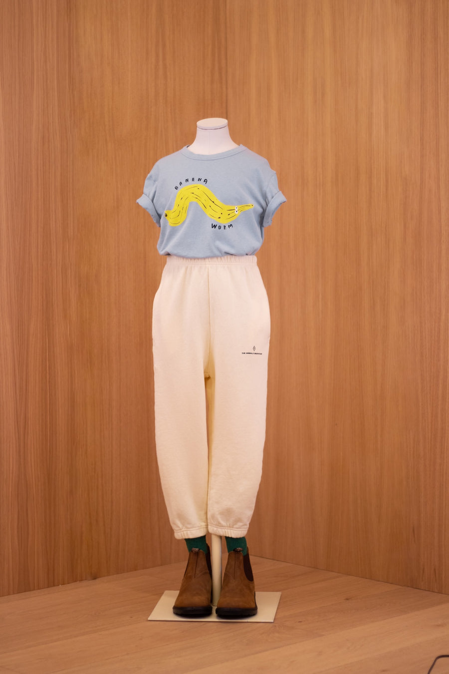 [The Animals Observatory]   ROOSTER KID T-SHIRT BLUE-GREY