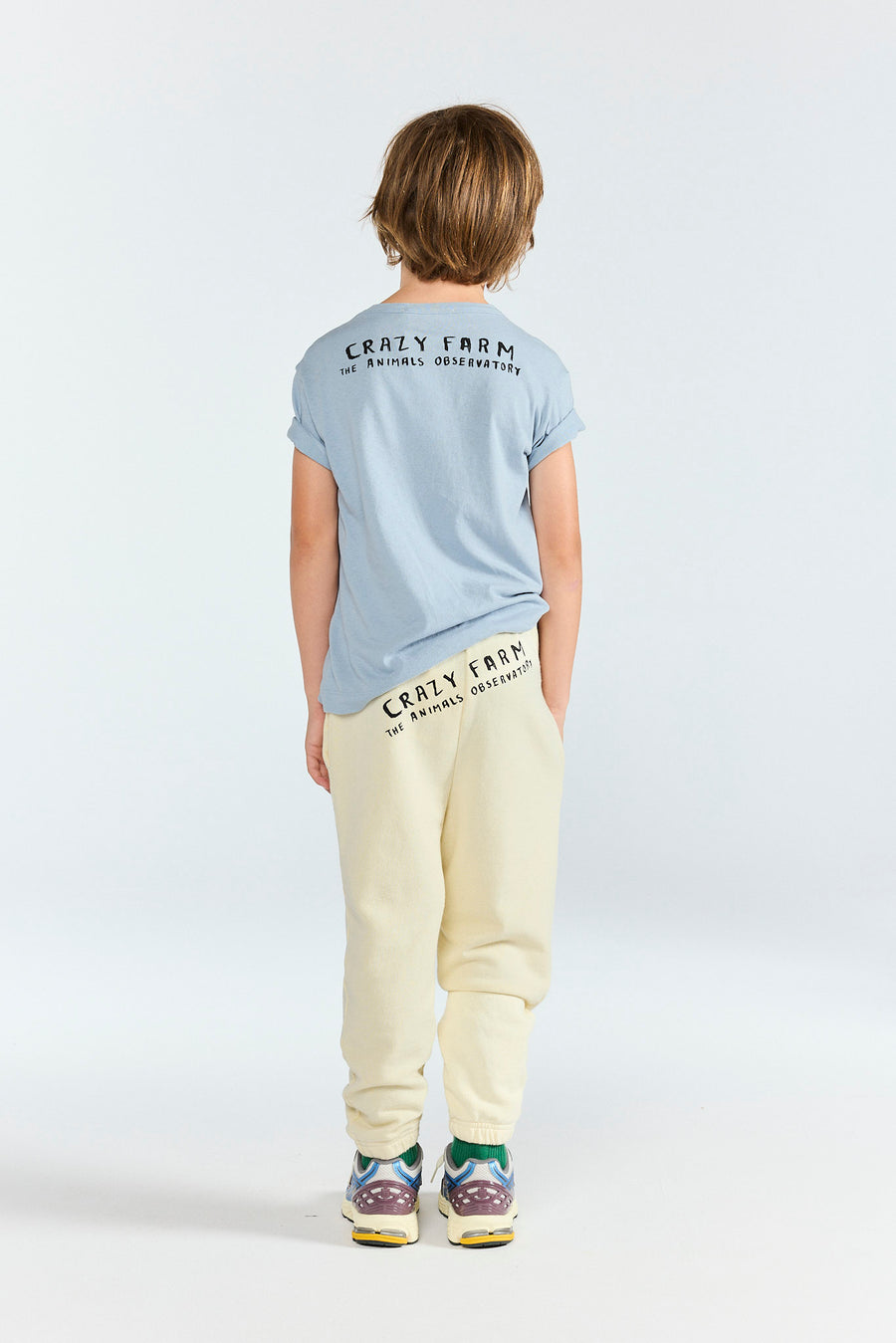 [The Animals Observatory]   ROOSTER KID T-SHIRT BLUE-GREY
