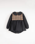 [popelin]   Mod.1.2 Dark grey romper suit with skirt and baby collar