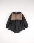 [popelin]   Mod.1.2 Dark grey romper suit with skirt and baby collar