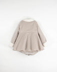 [popelin]   Mod.2.2 Beige velvet romper suit with skirt, embroidered collar and placket