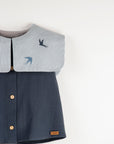 [Popelin]   Navy blue blouse with bib collar