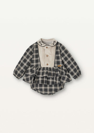 [Popelin]   romper suit with embroidered baby collar