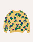 [The Campamento]   Blue Daisies Allover Sweatshirt