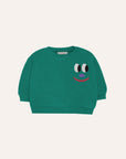 [The Campamento]   Smiling Face Green Baby Sweatshirt