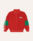 [The Campamento]   Red Color Block Zipped Sweatshirt