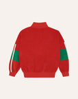 [The Campamento]   Red Color Block Zipped Sweatshirt