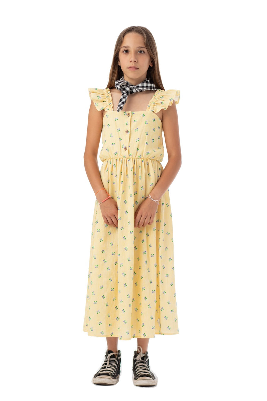 [piupiuchick]   long dress | yellow stripes w/ little flowers