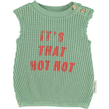 [piupiuchick]   sleeveless top | green w/ "hot hot" print