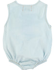 [piupiuchick]   sleeveless baby romper | light blue chambray