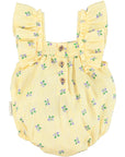 [piupiuchick]   baby romper w/ fringe straps | yellow stripes w/ little flowers