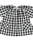 [piupiuchick]   blouse w/ butterfly sleeves | black & white checkered